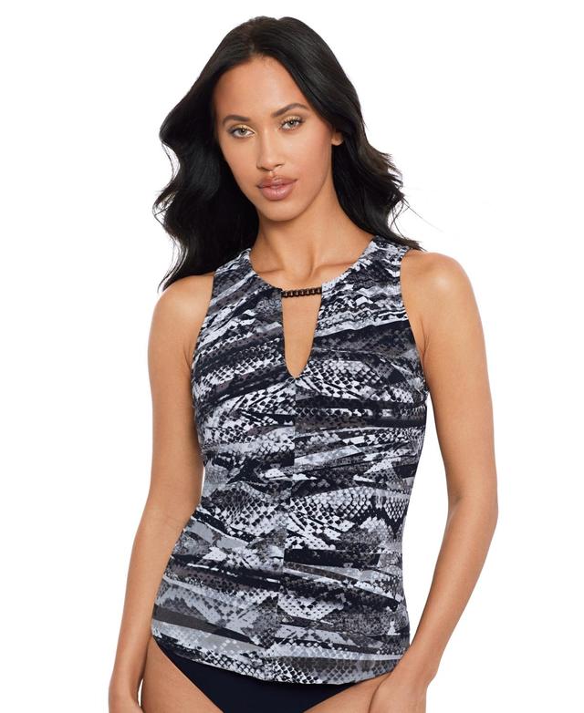 Magicsuit Womens Zaatar Chanae Printed Chain-Link Tankini Top - Black Product Image