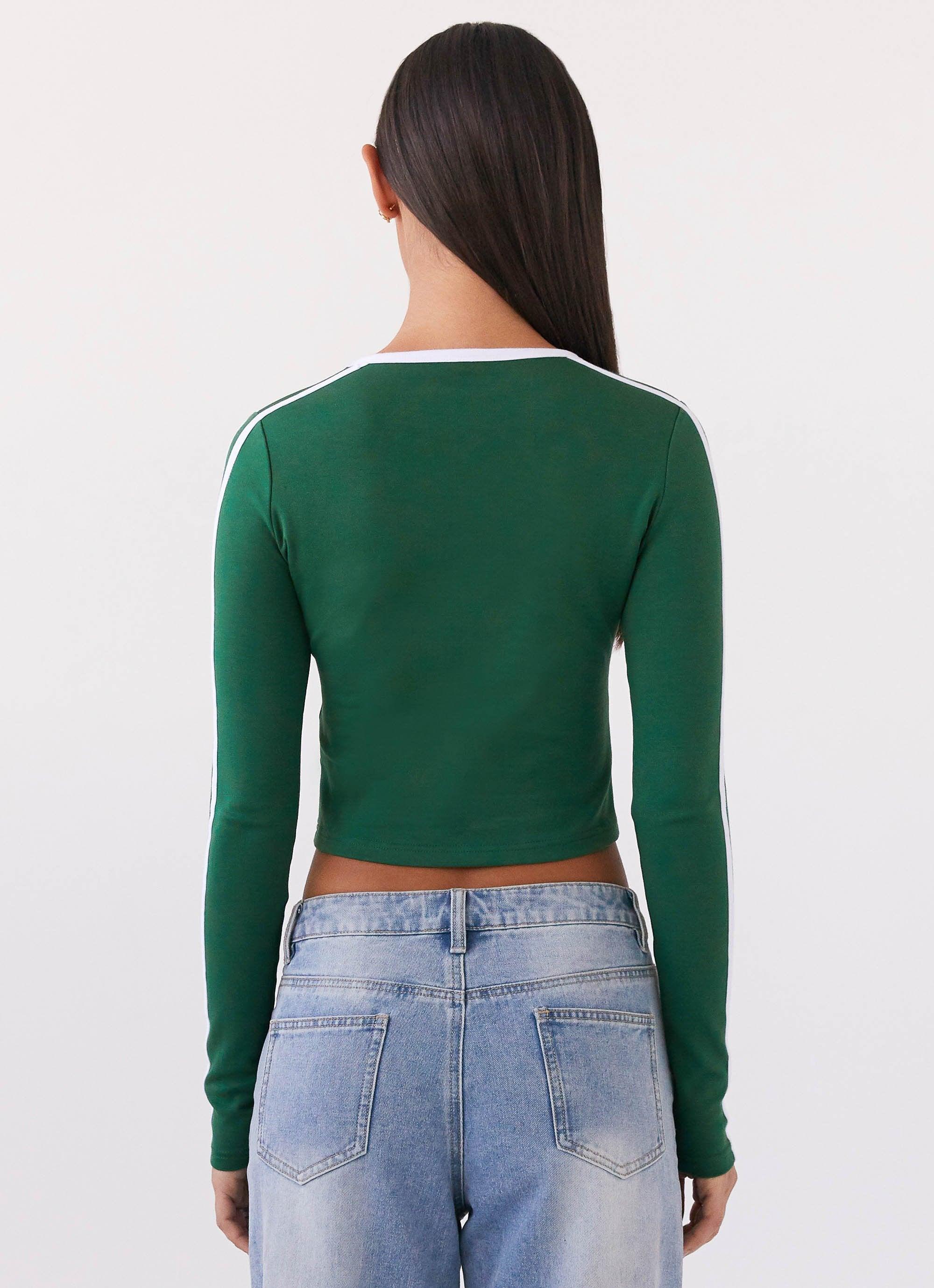 Touch Base Long Sleeve Top - Pine Green Product Image