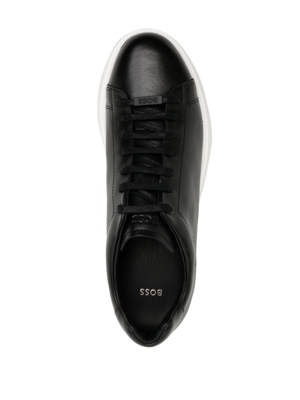 HUGO BOSS Lace-up Leather Sneakers In Black Product Image