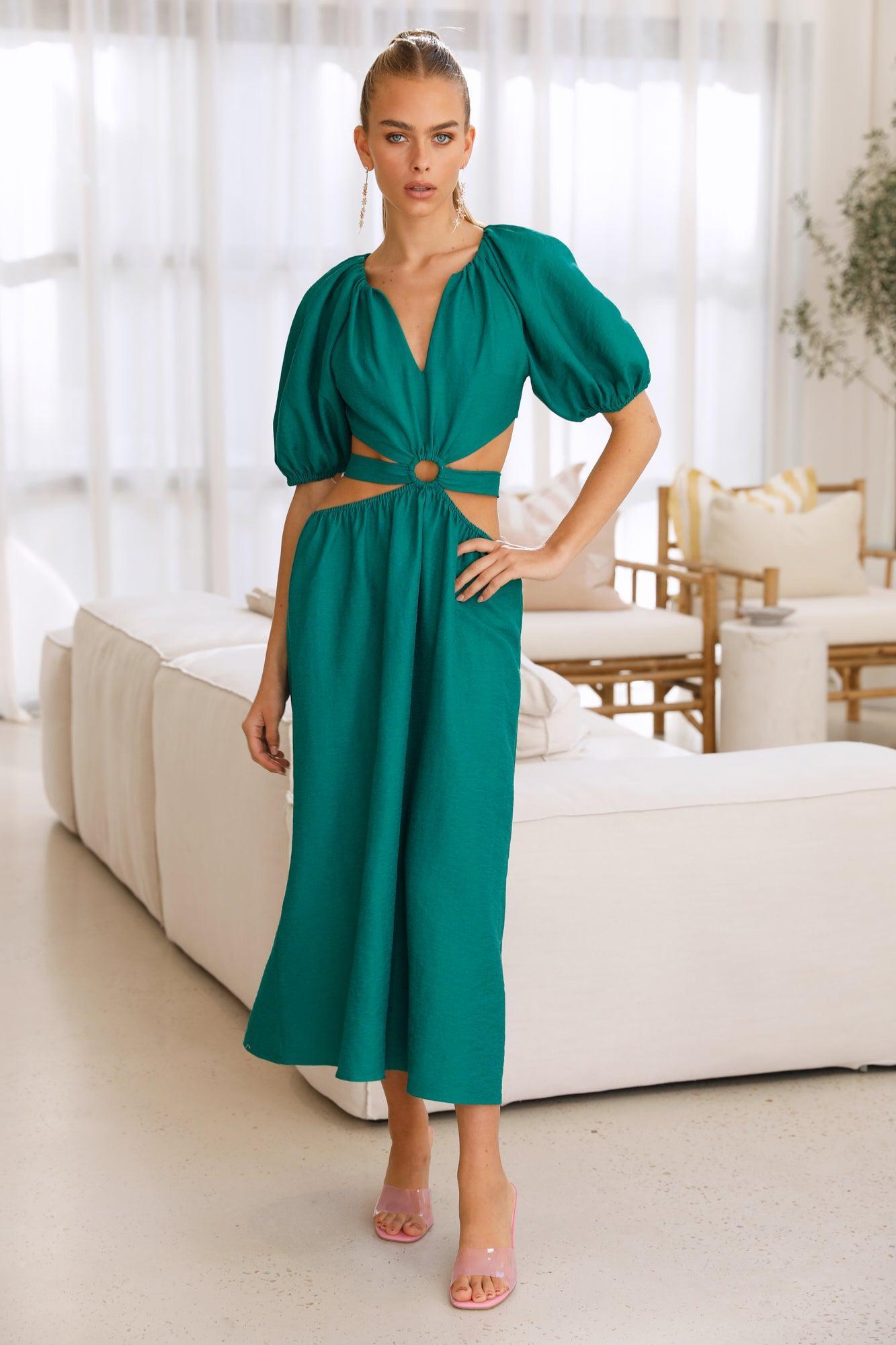 Lost In A Maze Midi Dress Green Product Image