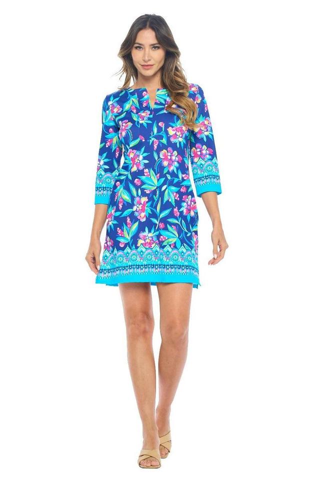 Navy Quarter Sleeve Shift Dress Product Image