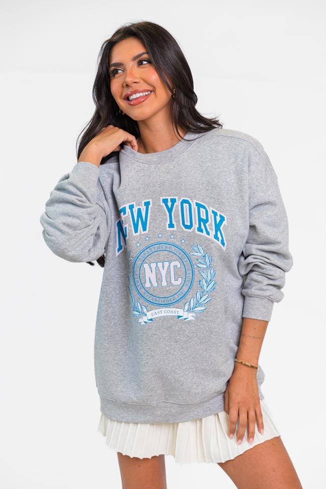 New York Athletic Department Light Grey Oversized Graphic Sweatshirt Product Image