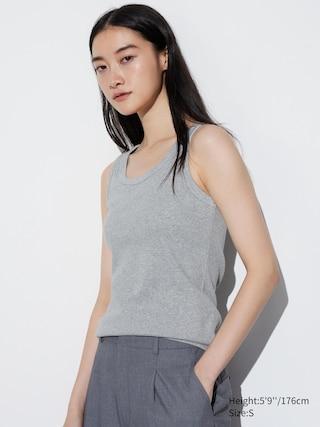 Womens Soft Ribbed Tank Top Gray 2XS UNIQLO US Product Image