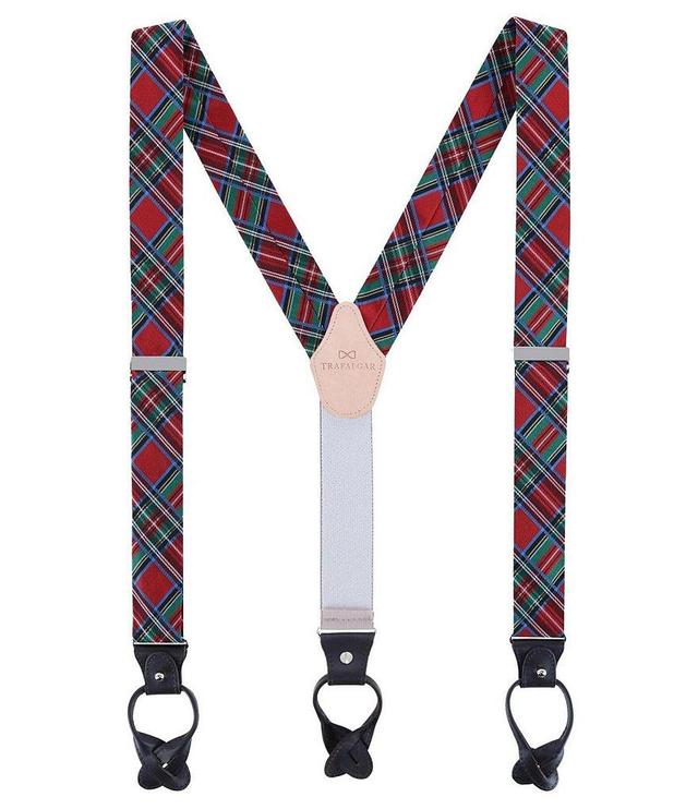 Trafalgar Nicholas Holiday Tartan Plaid Silk Button End Suspenders Product Image