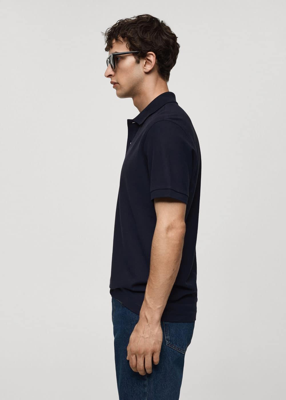 MANGO MAN - 100% cotton pique polo shirt dark navyMen Product Image