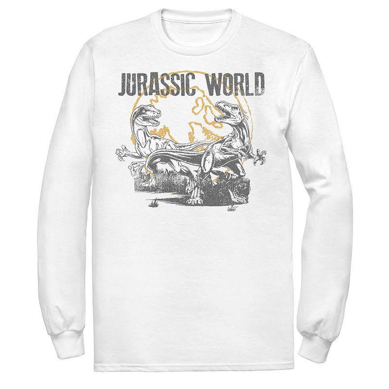 Mens Jurassic World Distressed Raptor Battle Tee Athletic Grey Product Image