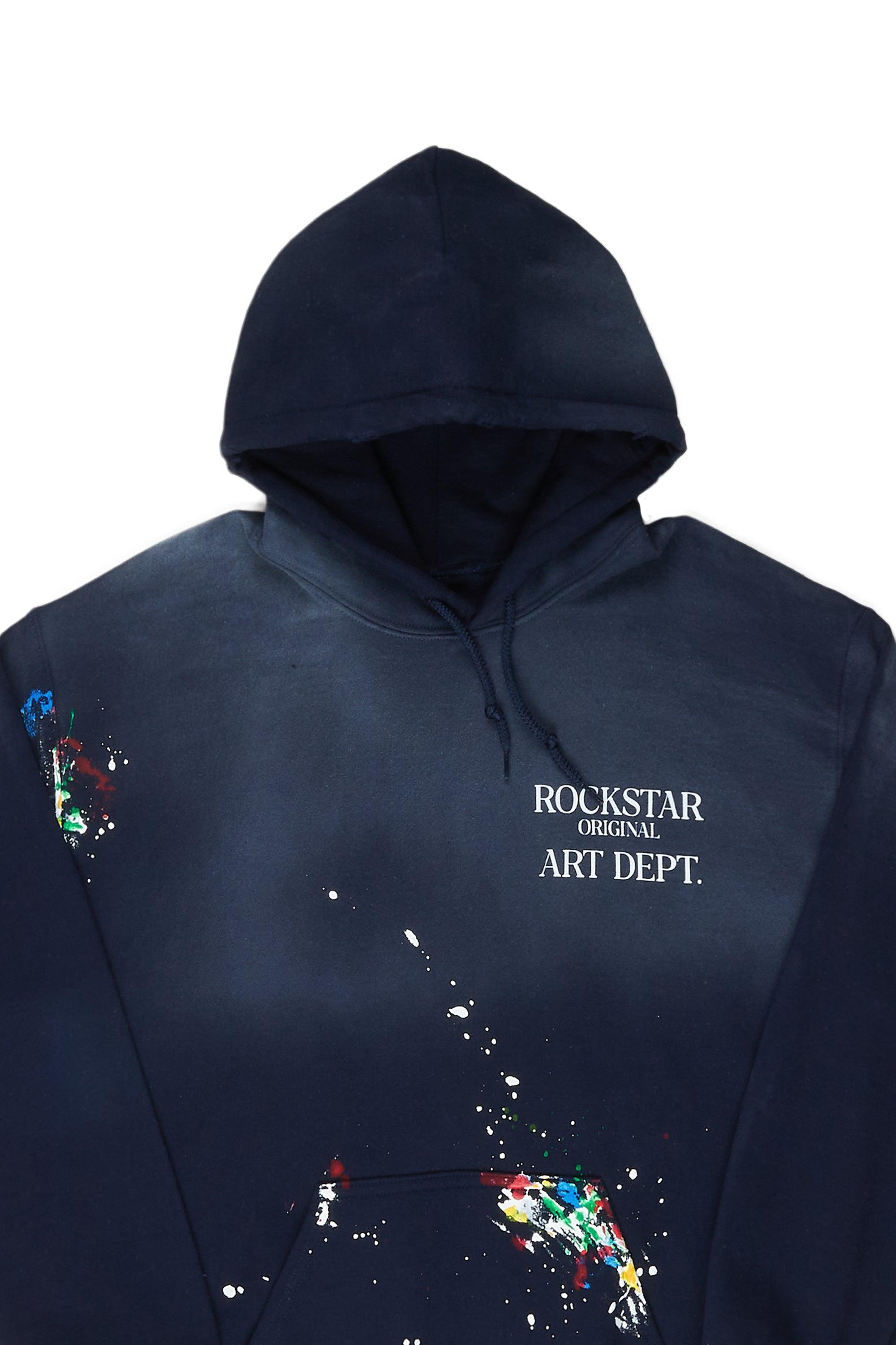 Rockstar Art Dist. Navy Graphic Hoodie Male Product Image