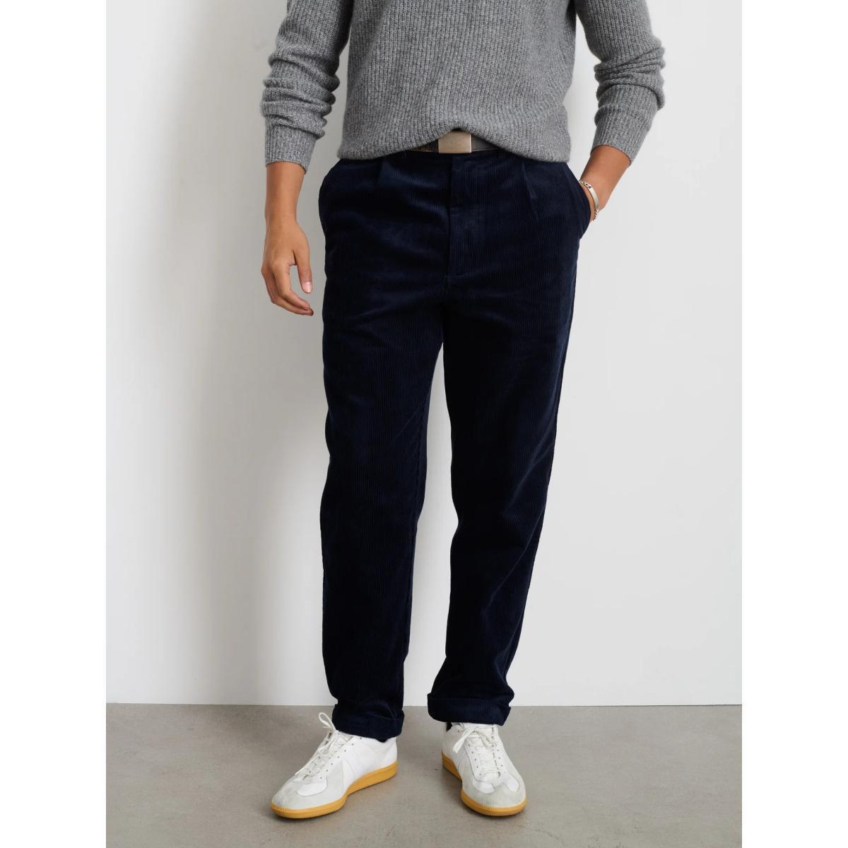 Standard Pleated Pant Dark Navy Corduroy Product Image