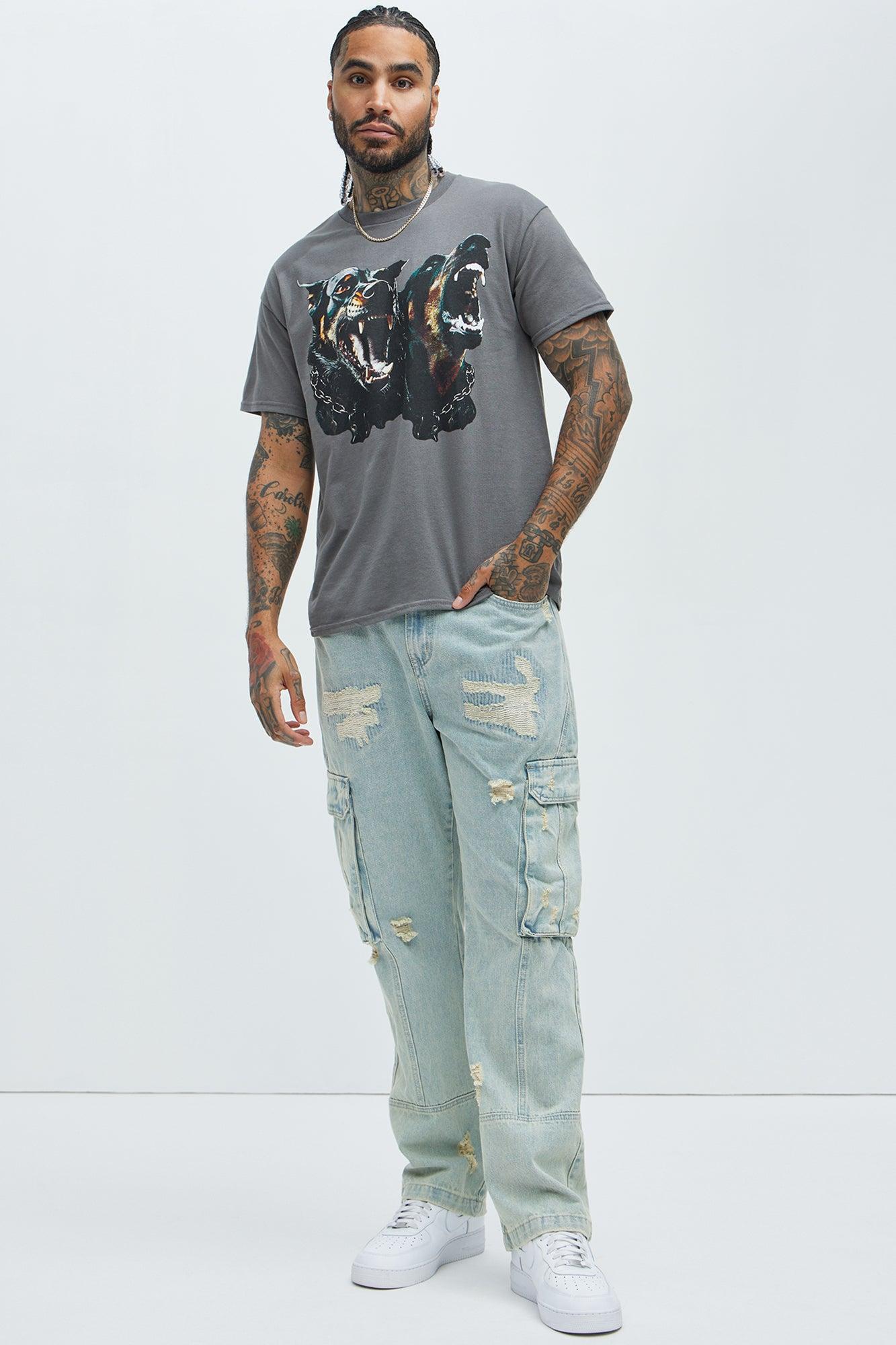 Twin Doberman Short Sleeve Tee - Charcoal Product Image