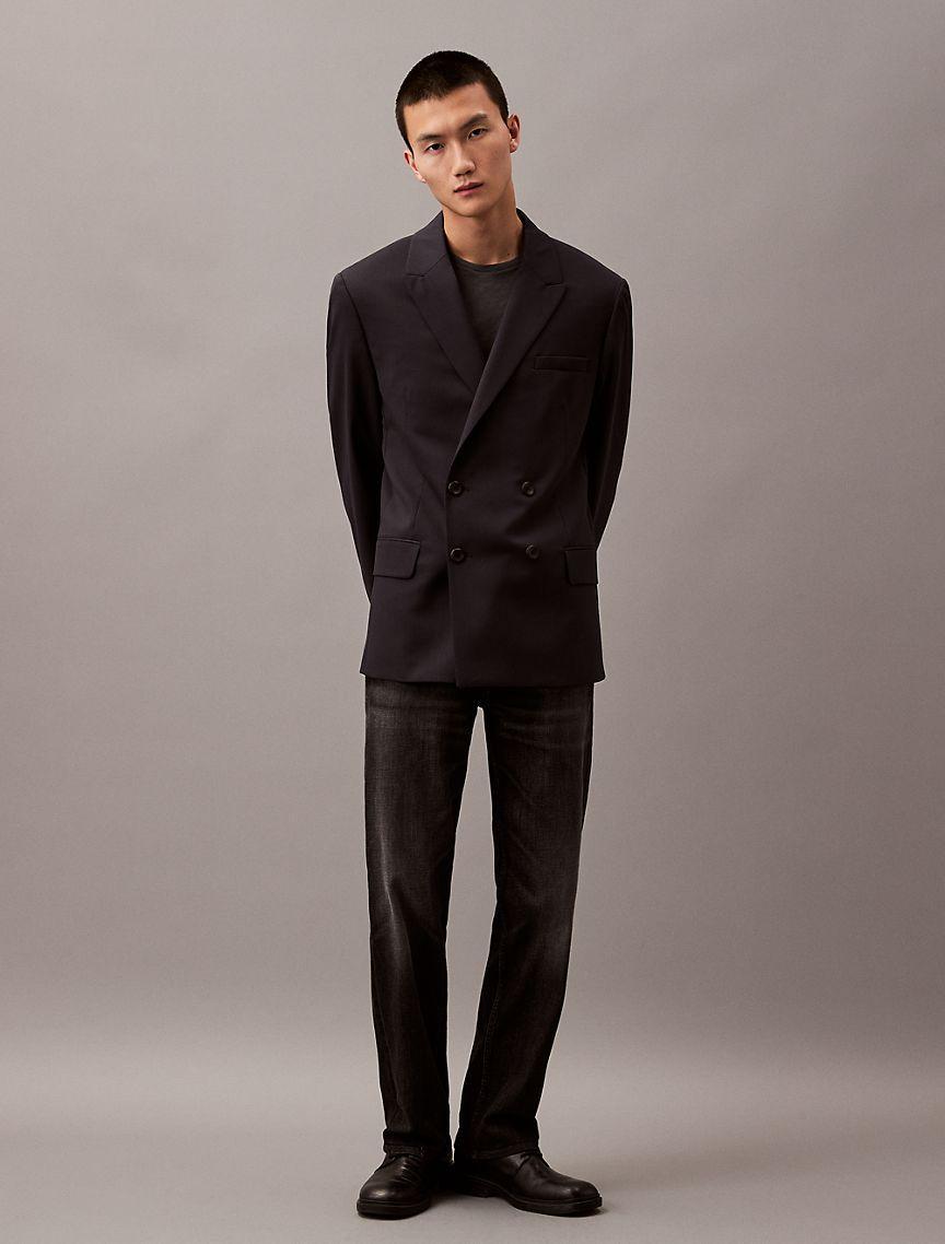 Double-Breasted Wool Gabardine Blend Blazer Product Image