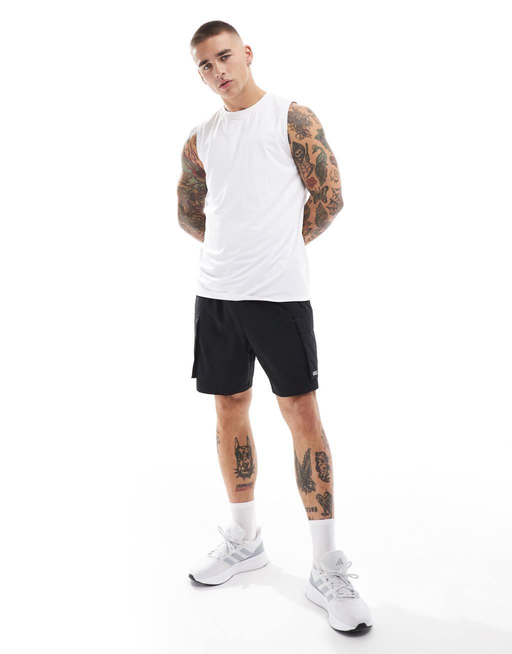 ASOS 4505 Icon training sleeveless tank with quick dry in white Product Image