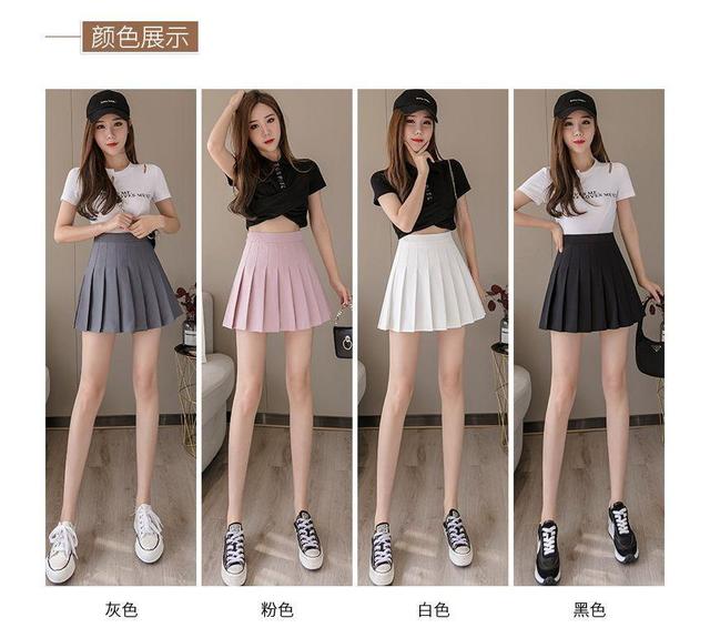 High Waist Plain Pleated Mini Skort Product Image