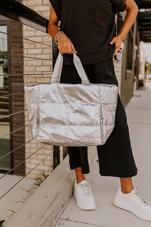 Weekend Getaway Puffer Tote in Silver Product Image