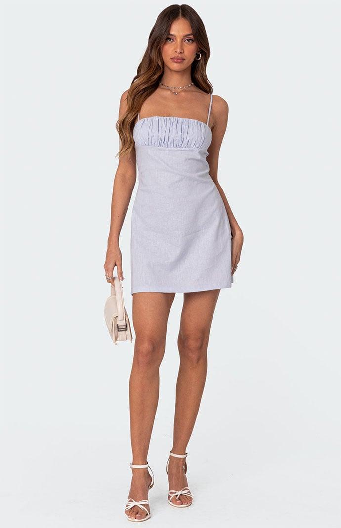 Edikted Womens Henrietta Ruched Linen Look Mini Dress Product Image