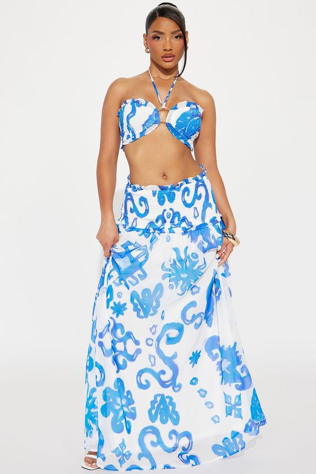 Mykonos Vibes Skirt Set - Blue/combo Product Image