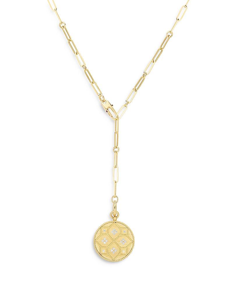 Womens Venetian Princess 18K Yellow Gold & Diamond Satin Small Medallion Necklace Product Image