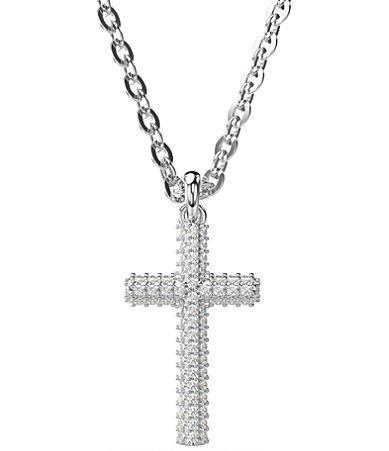 Womens Insigne Rhodium-Plated & Crystal Pav Small Cross Pendant Necklace Product Image