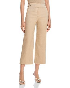 Veronica Beard Aubrie Flare Crop Linen Blend Pants Product Image