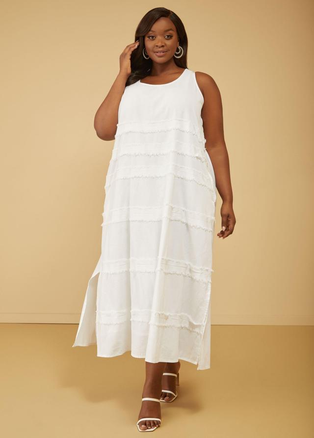 Plus Size Frayed Linen Blend Maxi Dress Ashley Stewart Product Image