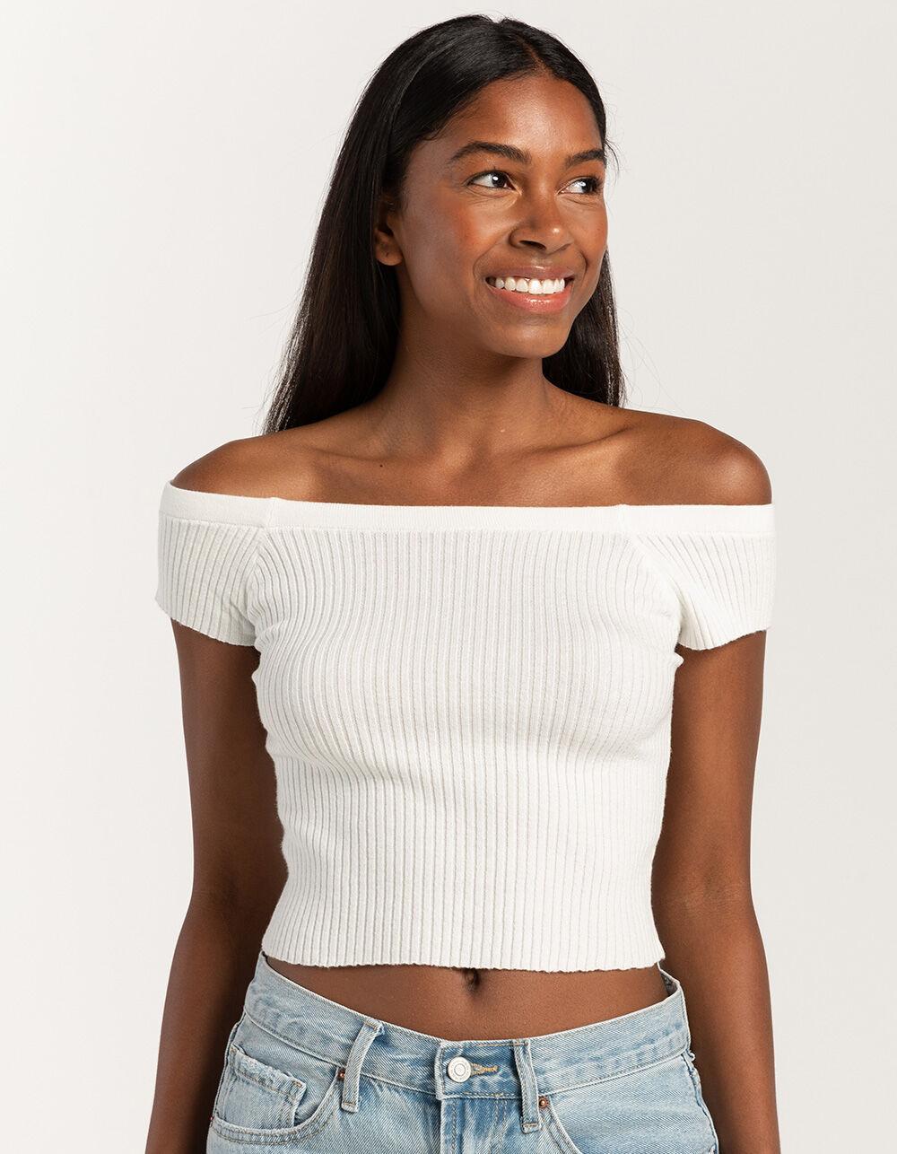 FULL TILT Off The Shoulder Rib Womens Top Product Image