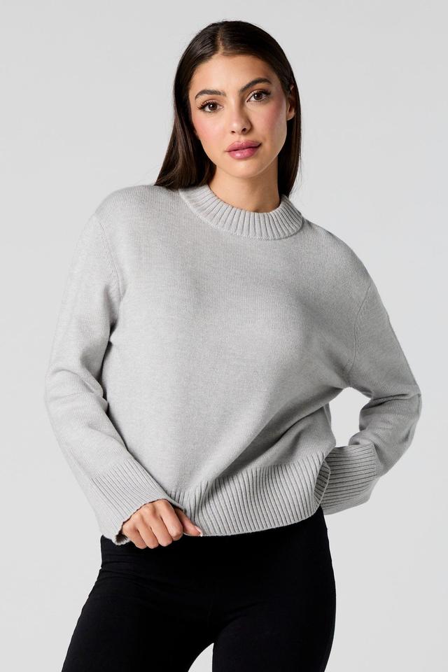 Ribbed Trim Crewneck Sweater Female Product Image