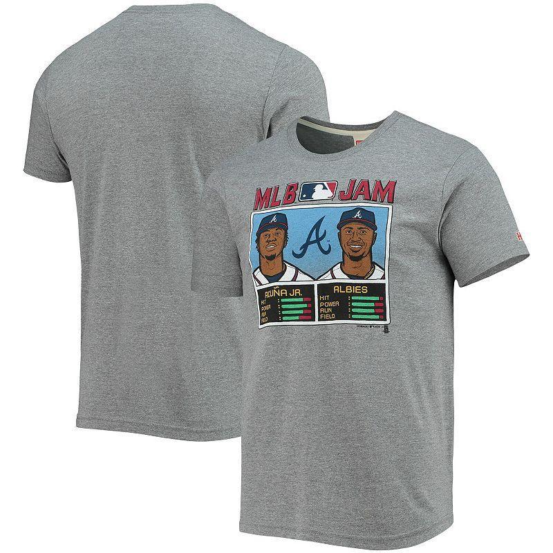 Mens Homage Ronald Acuna Jr. & Ozzie Albies Heathered Gray Atlanta Braves MLB Jam Tri-Blend T-Shirt Product Image