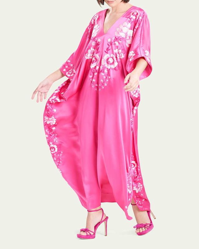 Hanabi Floral-Embroidered Dolman-Sleeve Caftan Product Image