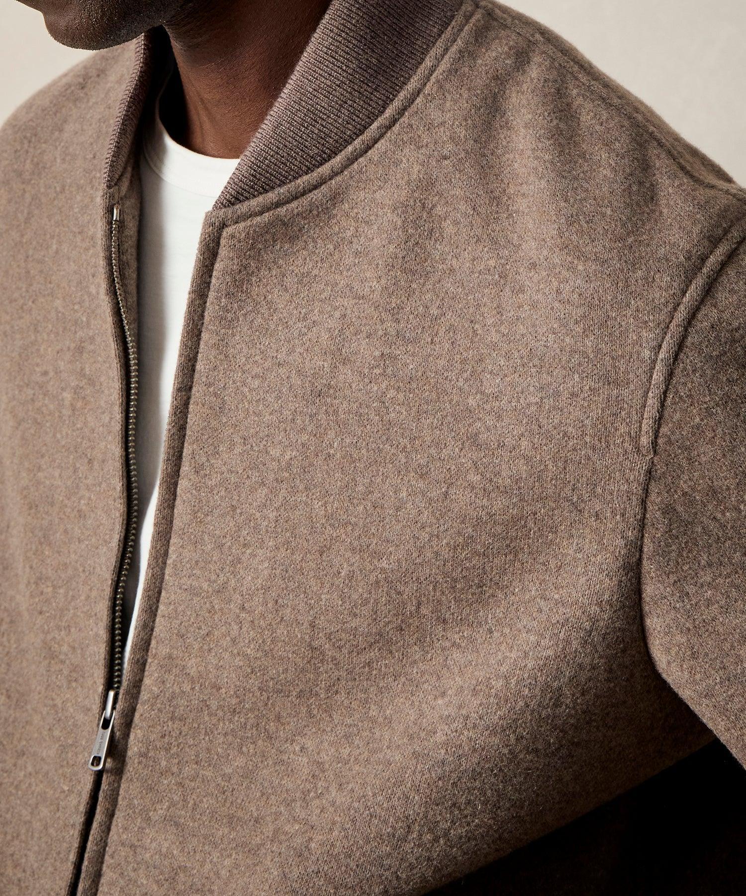 Italian Cashmere Bomber in Taupe Product Image