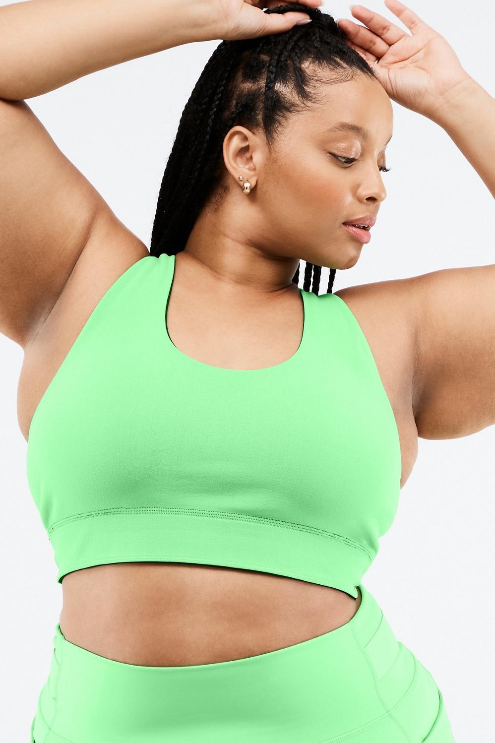 Fabletics Simone SculptKnit Reversible Sports Bra Womens Black/Spring Leaf plus Size 3X Product Image