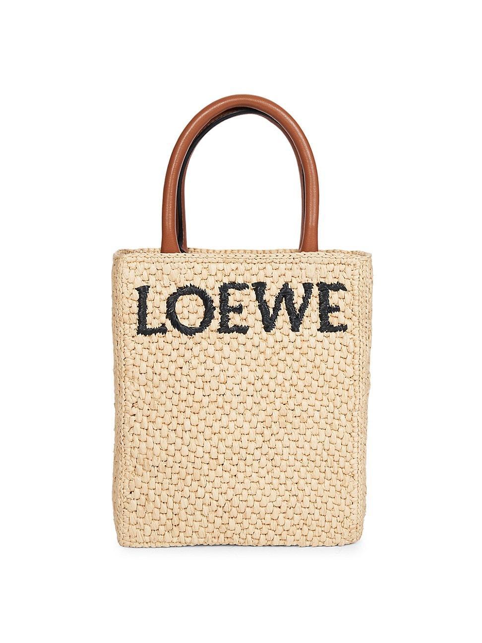 Womens A5 Raffia & Leather Tote Bag Product Image