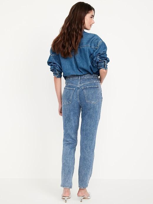 High-Waisted OG Straight Rhinestone-Embellished Ankle Jeans Product Image