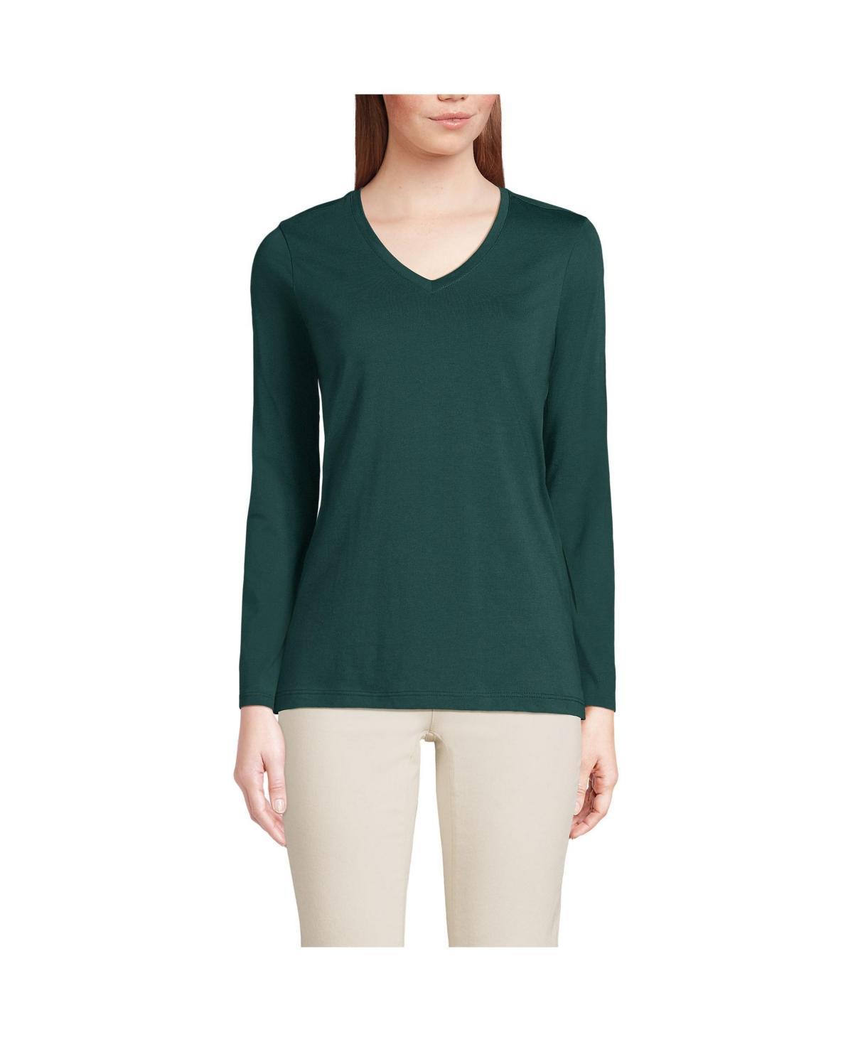 Lands End Womens Tall Relaxed Supima Cotton Long Sleeve V-Neck T-Shirt Product Image