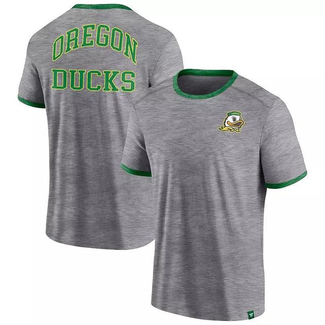 Mens Fanatics Branded Heather Gray Oregon Ducks Classic Stack Ringer T-Shirt Product Image