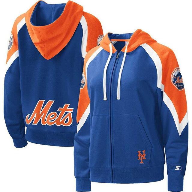 Womens Starter Royal/Orange New York Mets Hail Mary Full-Zip Hoodie Product Image