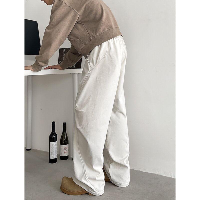 Drawstring Waist Plain Wide Leg Cargo Pants Product Image