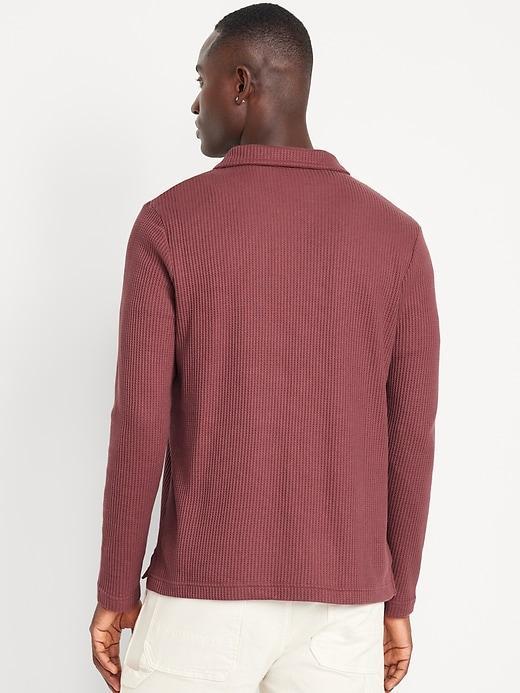 Quarter-Zip Waffle Polo Sweater Product Image