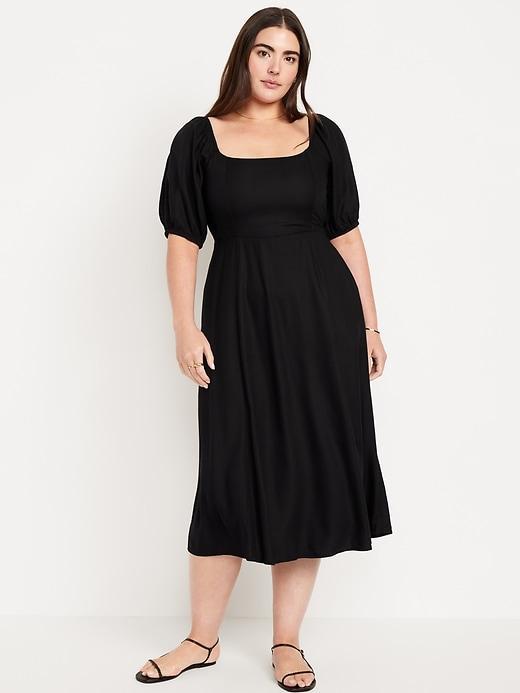 Fit & Flare Crepe Midi Dress Product Image