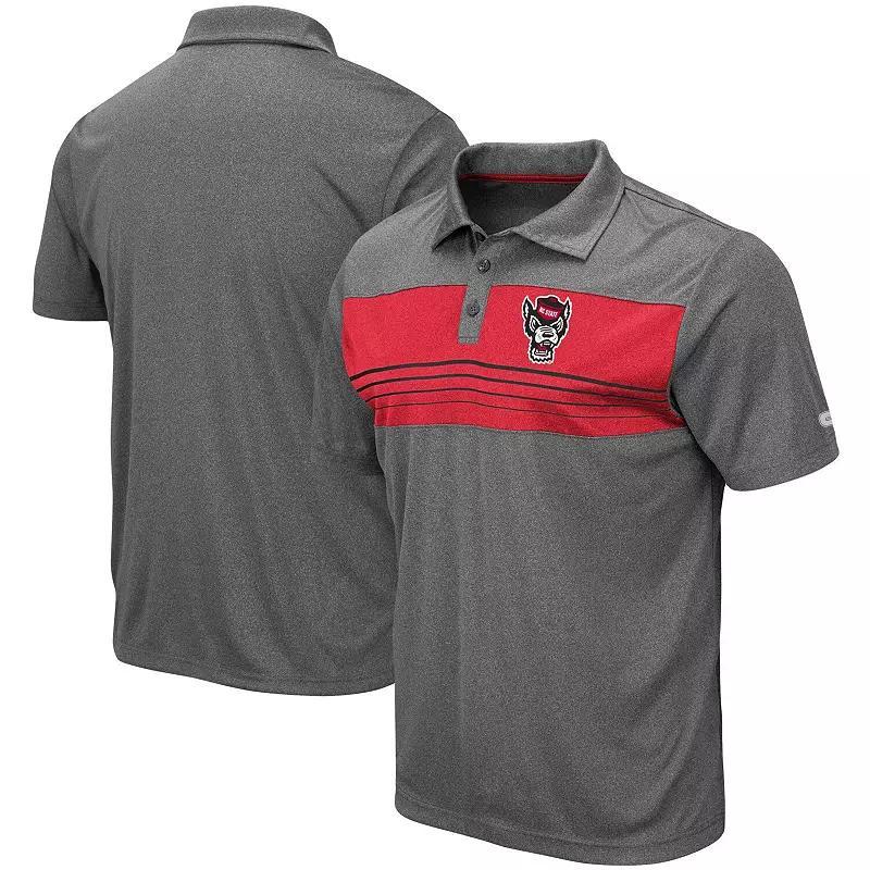 Mens Colosseum Heathered Charcoal NC State Wolfpack Wordmark Smithers Polo Product Image