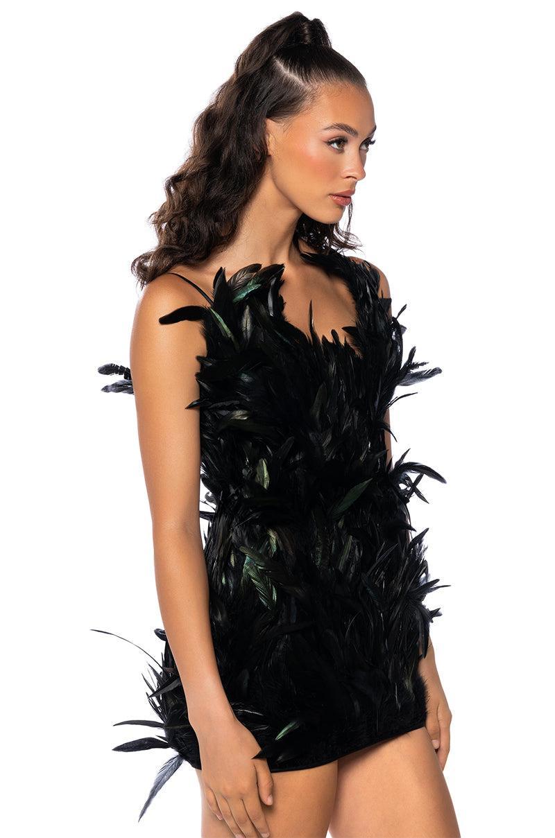 RAVEN FEATHER MINI DRESS Product Image