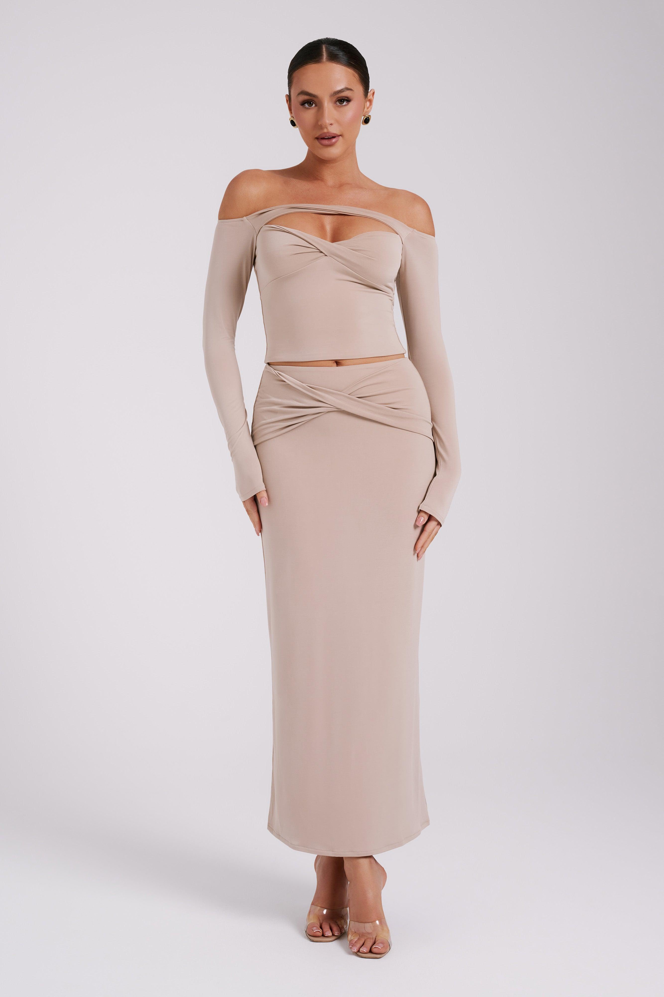 Ceri Maxi Twist Skirt - Taupe Product Image