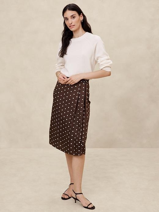 Silky Twill Wrap Midi Skirt Product Image