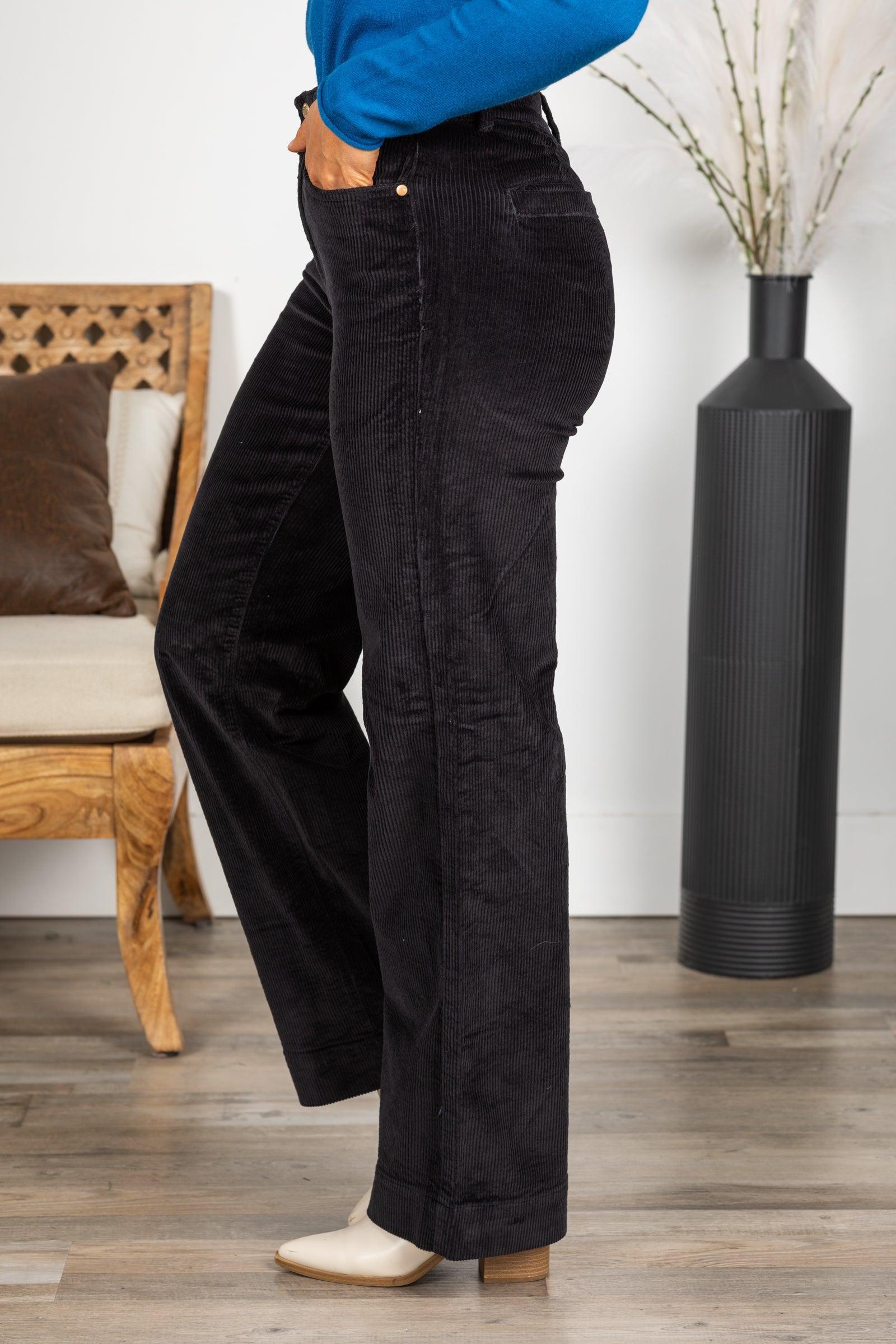 Judy Blue Black Corduroy Trouser Wide Pants Product Image