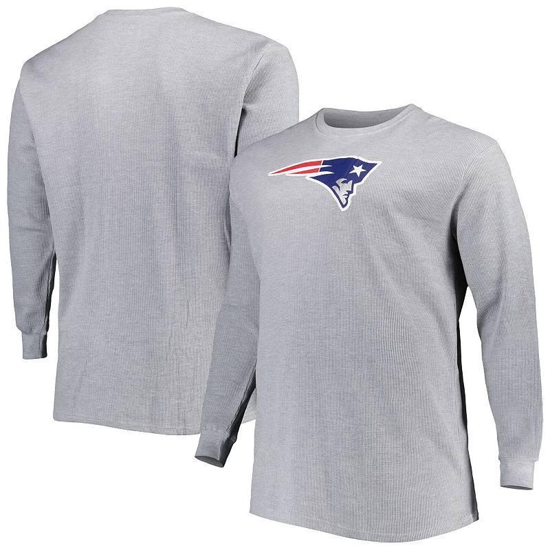 Mens Heather Gray New England Patriots Big & Tall Waffle-Knit Thermal Long Sleeve T-Shirt Product Image