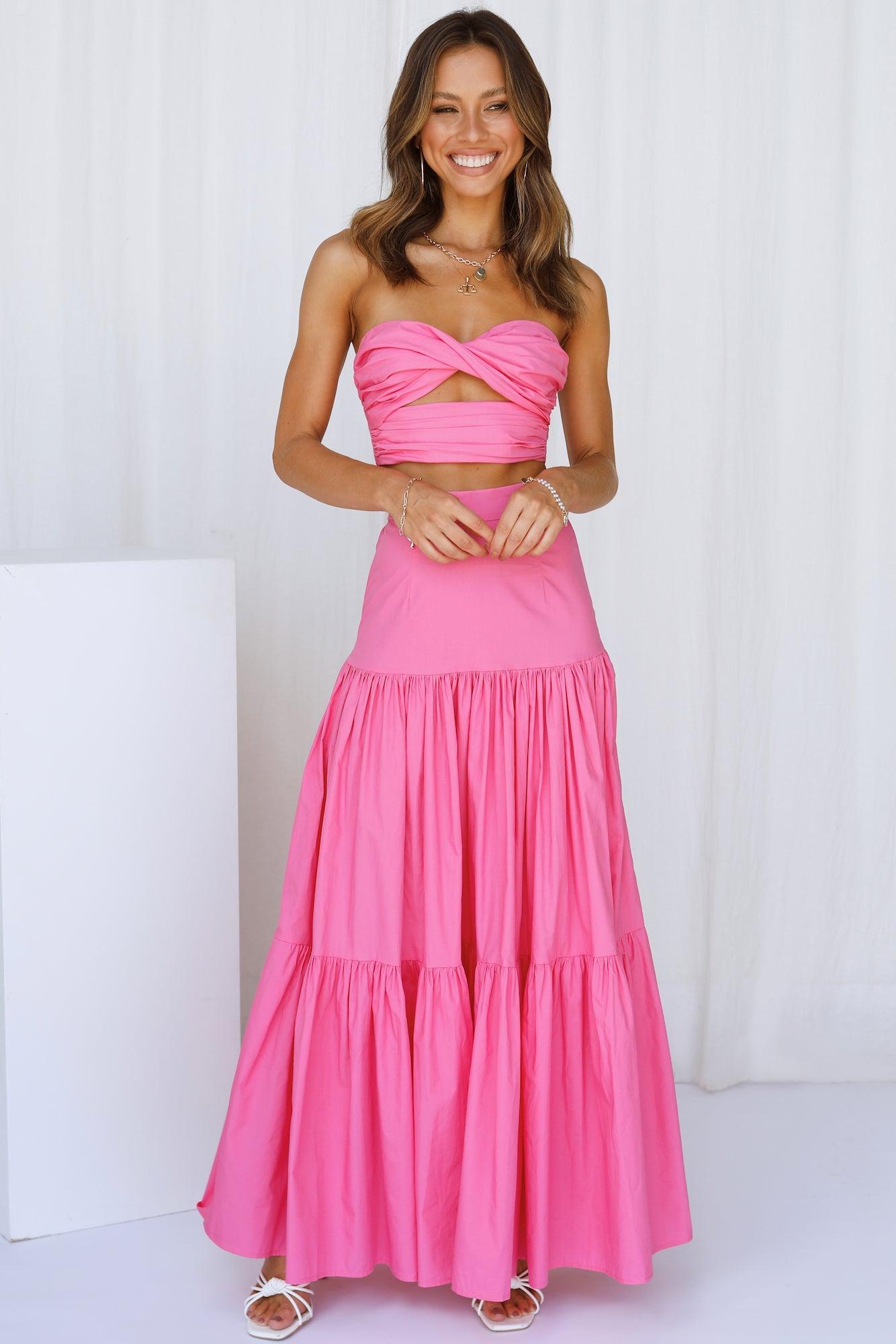 RUNAWAY Ayla Maxi Skirt Hot Pink Product Image