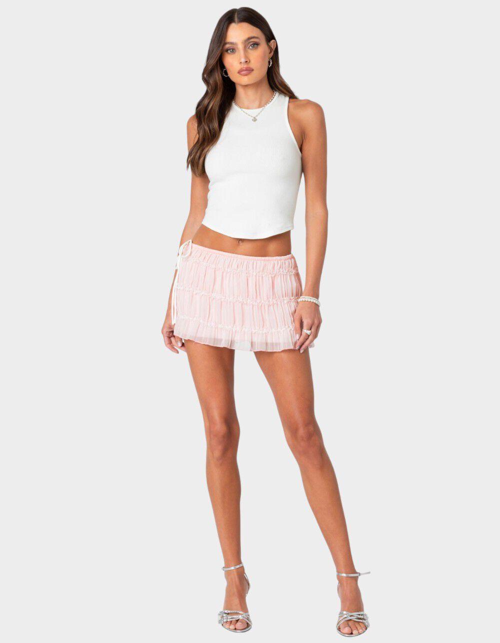 EDIKTED Abrielle Tiered Chiffon Mini Skirt Product Image