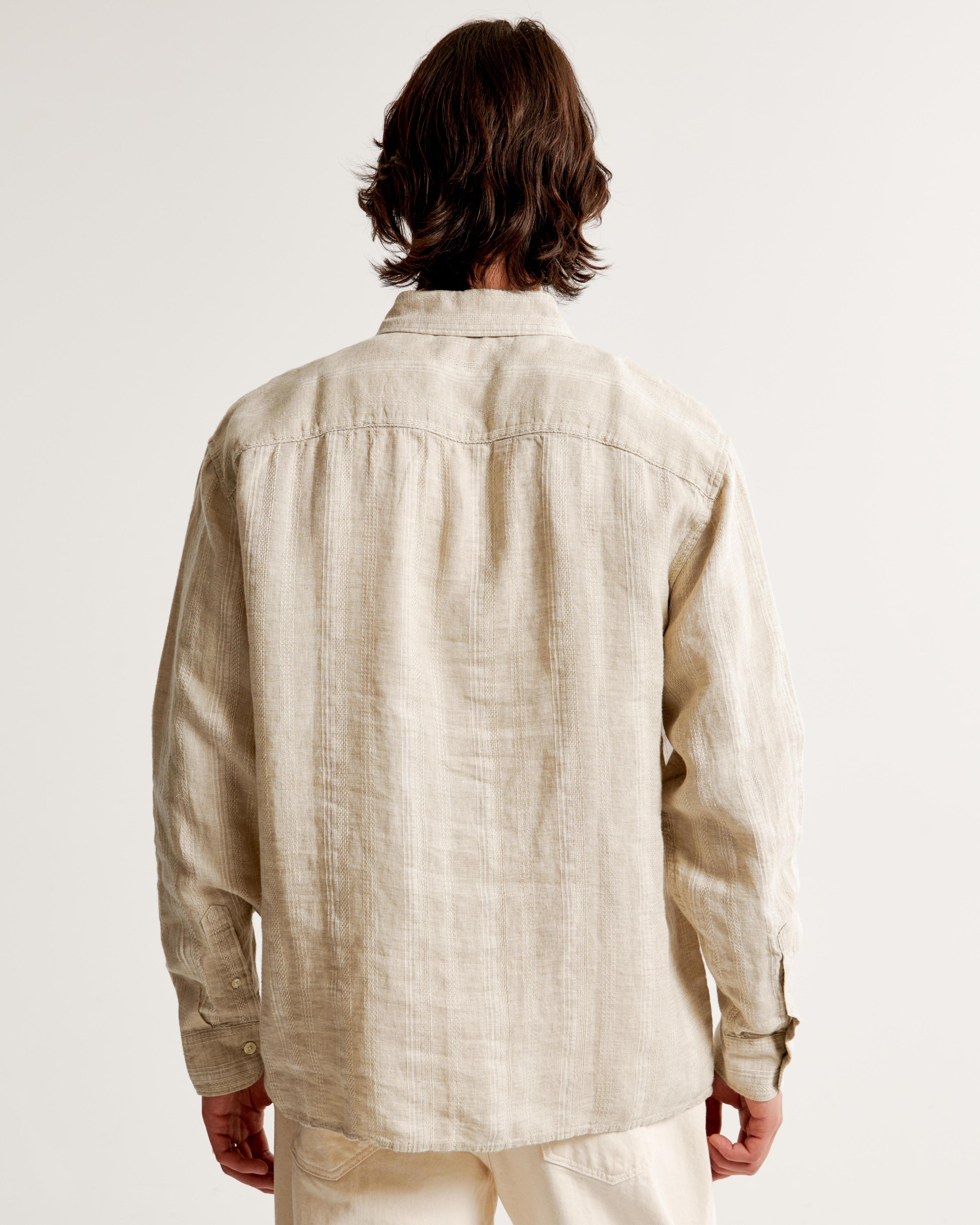 Summer Linen-Blend Button-Up Shirt Product Image