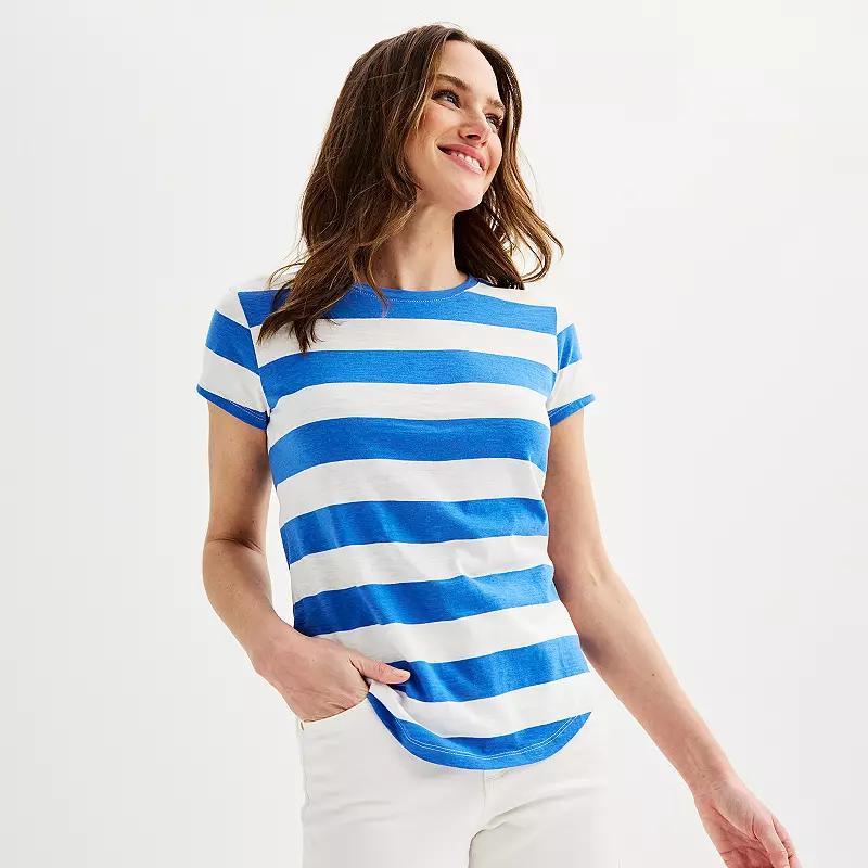 Womens Sonoma Goods For Life Short-Sleeve Crew Tee Ivory Stripe product image