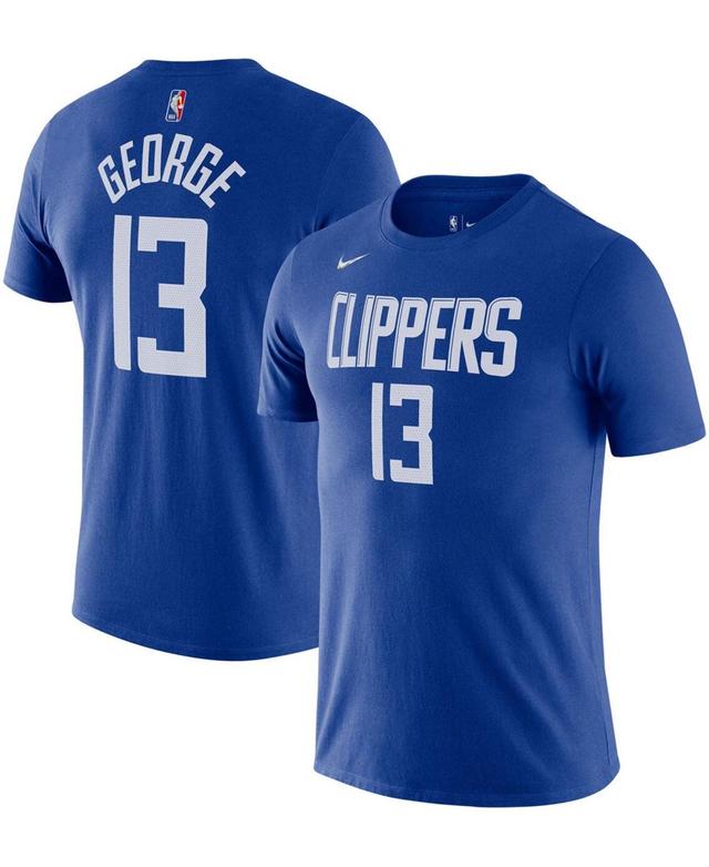 Mens Paul George Royal La Clippers Diamond Icon Name Number T-shirt Product Image