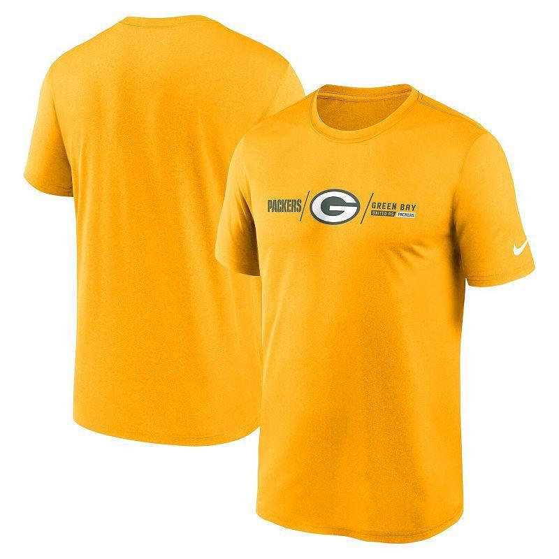 Mens Nike Gold Green Bay Packers Horizontal Lockup Legend Performance T-Shirt Product Image