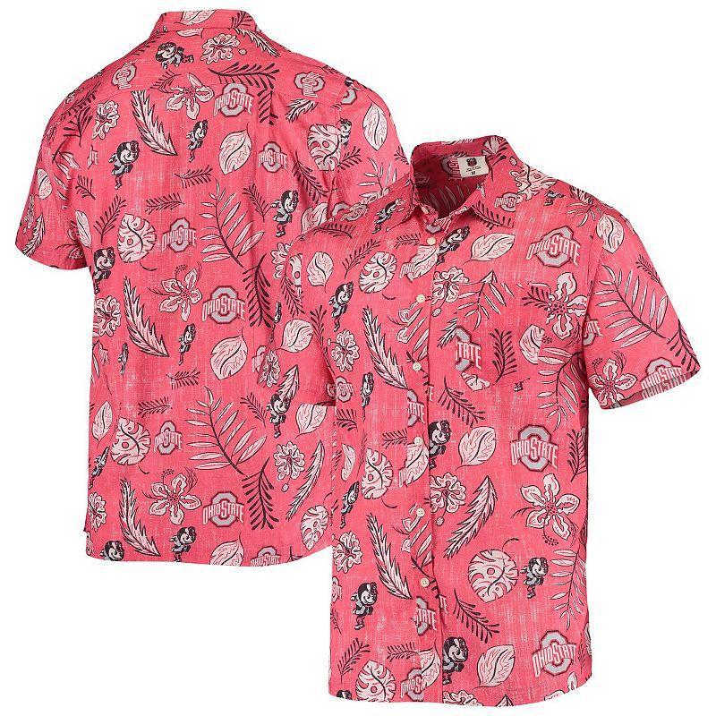 Mens Wes & Willy Scarlet Ohio State Buckeyes Vintage Floral Button-Up Shirt Product Image